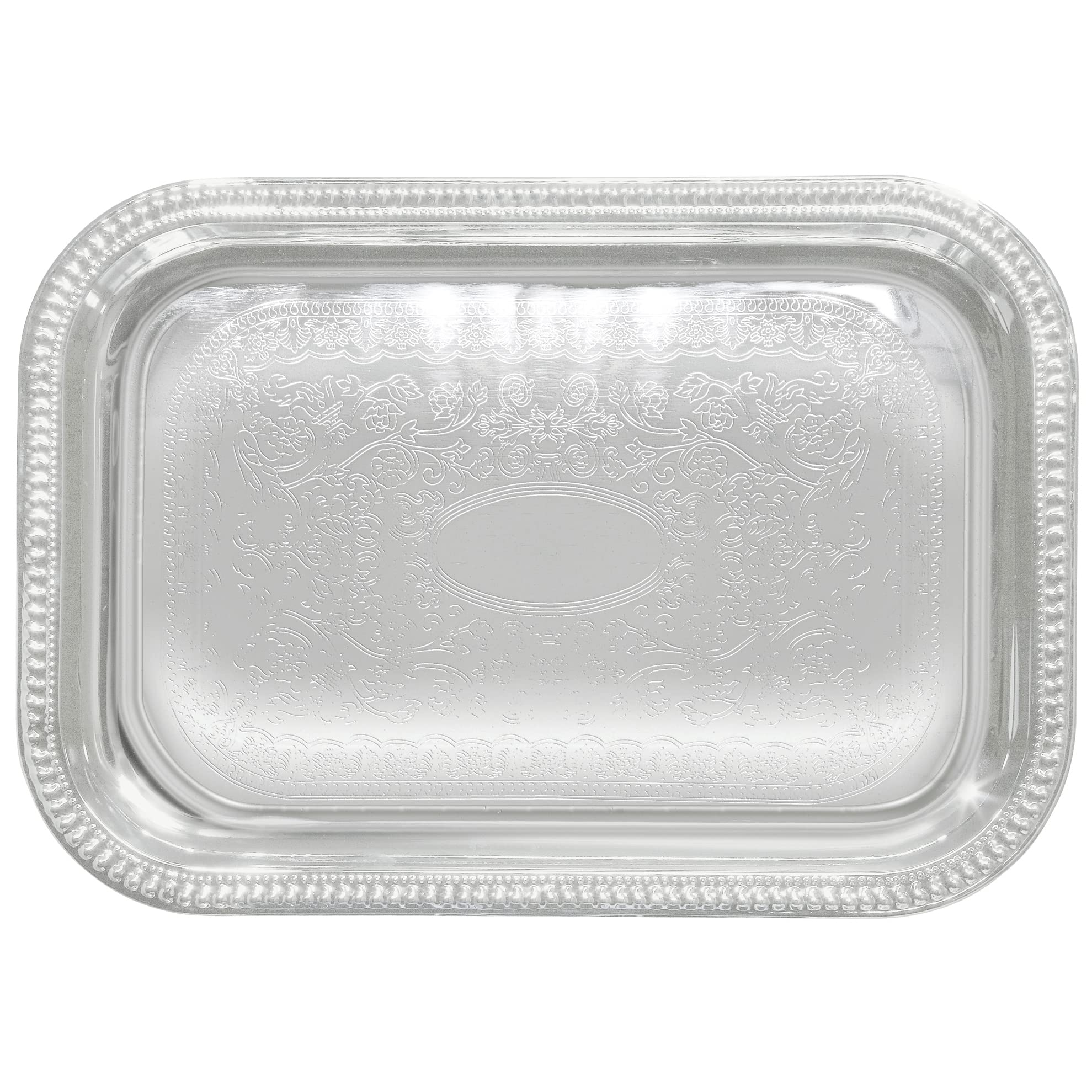 Winco Oblong Tray, 20-Inch by 14-Inch, Chrome