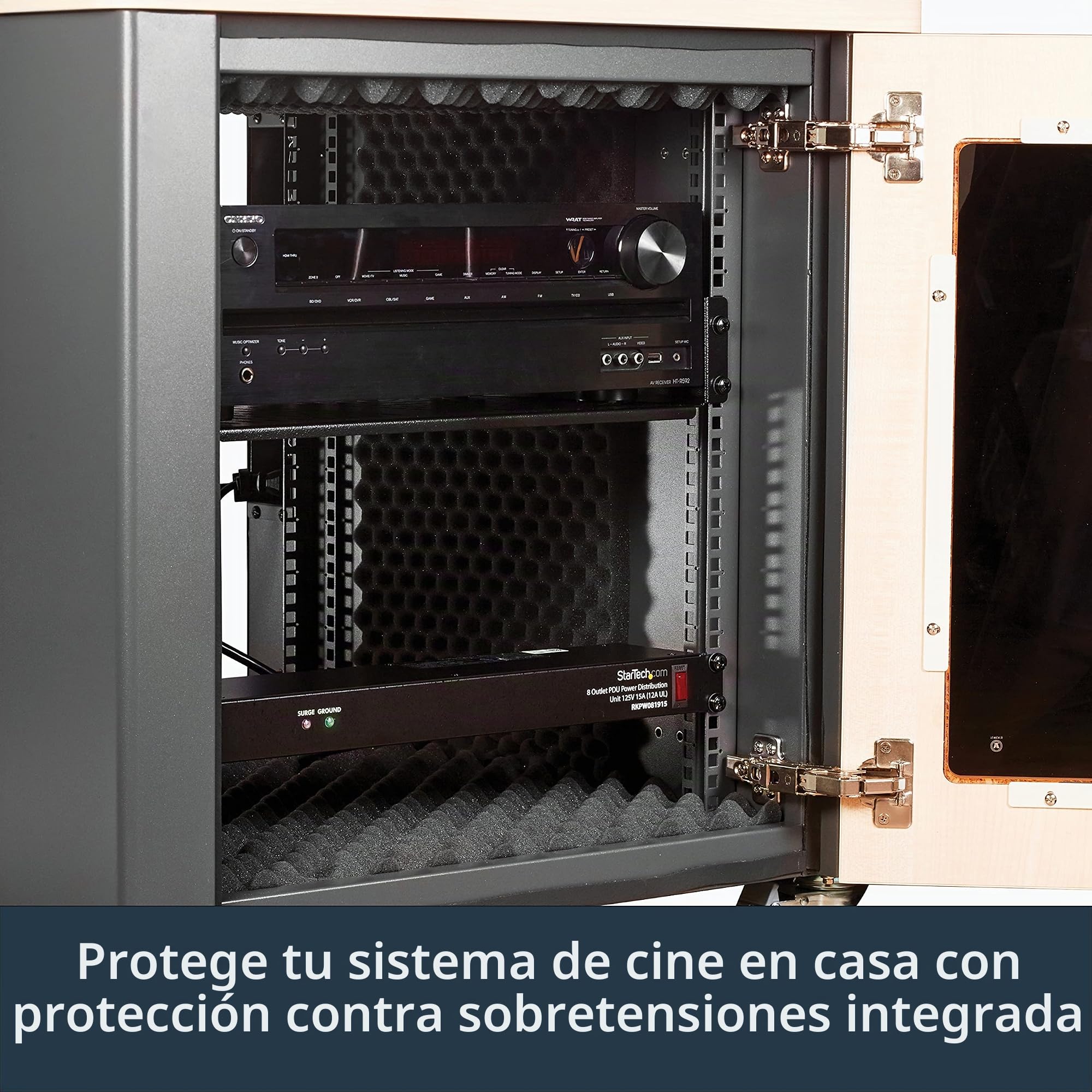 StarTech.com RKPW081915 unidad de distribución de energía (PDU) - Unidad de distribución de energía (PDUs) (5 - 45 °C, Negro, -25 - 65 °C, 95,5 x 482,6 x 42,7 mm, 8 x NEMA 5-15)