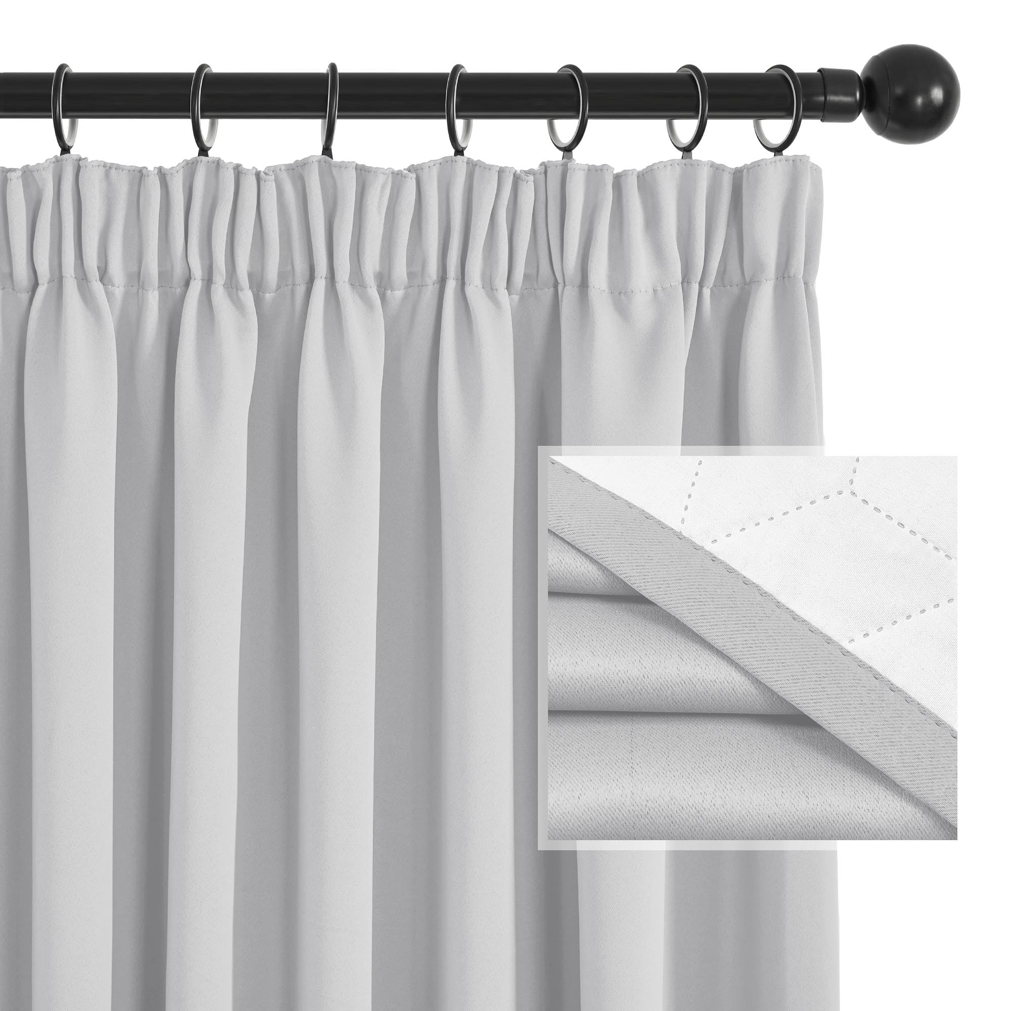 Deconovo Zasłony zaciemniające do wnętrz z izolacją termiczną zasłona do sypialni salonu okna 1 sztuka szara perłowa 300 x 245 cm