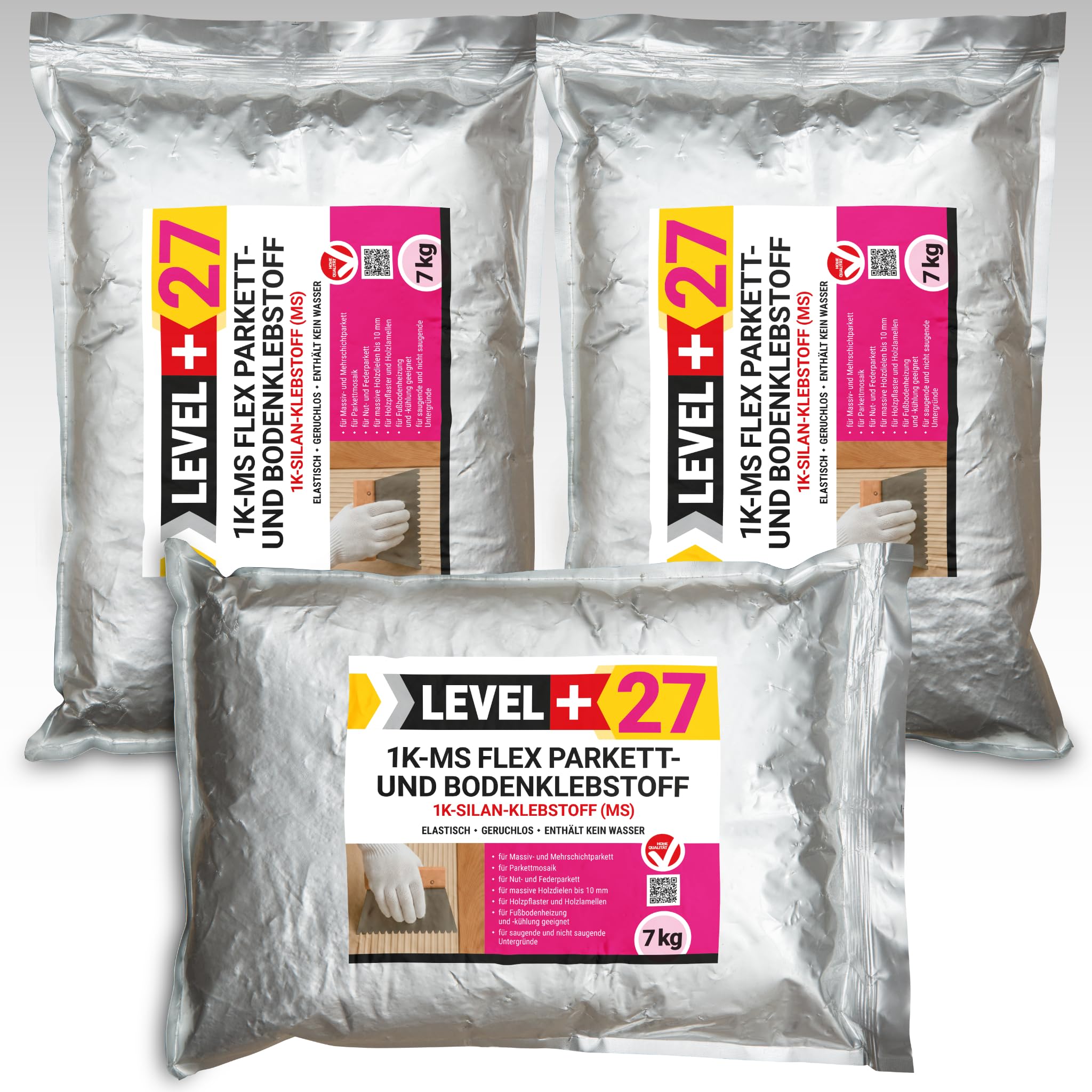 LEVEL+27 Colla per parquet Flex Silan, 1K-MS, 21 kg, per parquet, sughero e pavimenti in legno