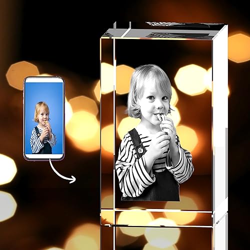 Miniatura 2 de Foto de cristal 3D personalizada con foto 3D grabada en 3D, regalo de imagen grabada con láser 3D con foto para mamá, papá, niños, regalo de Navidad