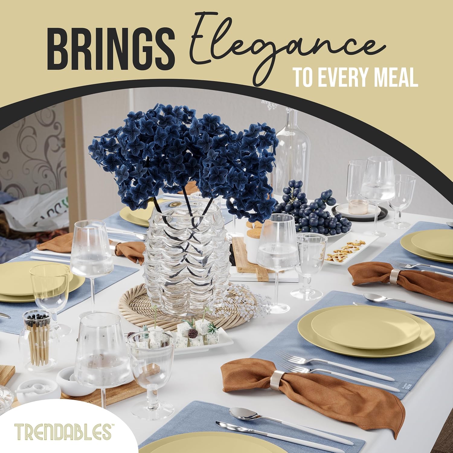 Trendables 40-Piece Dinnerware Set, Includes 20 X 8 Dessert Plates & 20 X 10 Beige Dinner Plates, Disposable, Ideal For Party & Wedding