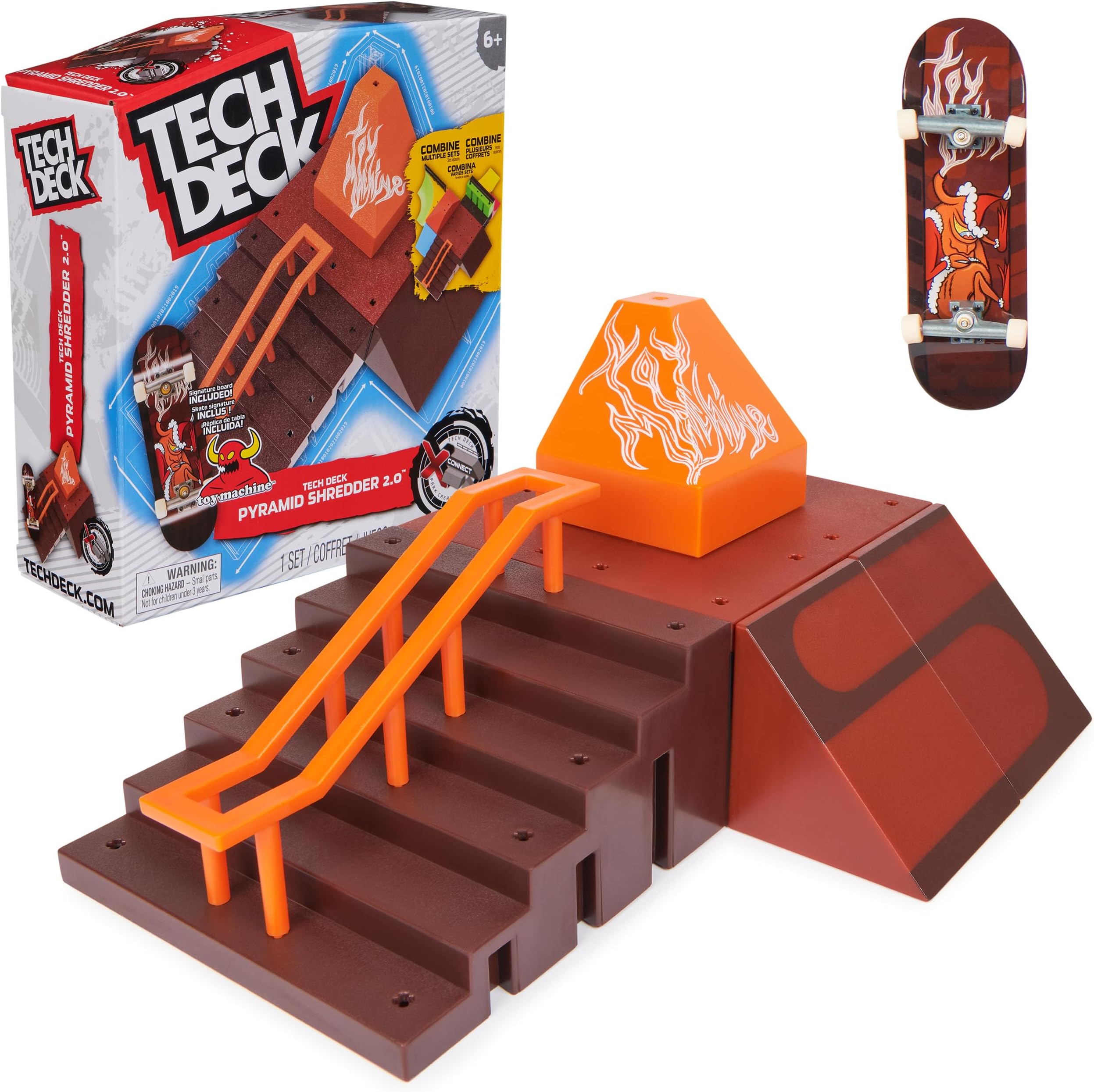 Tech Deck - Finger Skate - X-Connect Pyramid Shredder Starter Set 100% Modular to Build and Customise + 1 Mini Board Exclusive - Mini Finger Skate - Children's Toy - Children's Game Age 6+
