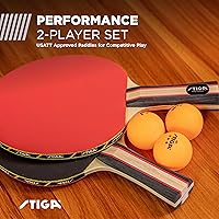 Vista 2 de STIGA Performance 2 or 4 Player Table Tennis Set – USATT Approved Rackets and 3-Star Balls – 5-Ply Blade & Flared Handle – Perfect for Skill