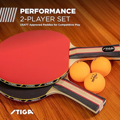 Miniatura 2 de STIGA Performance 2 or 4 Player Table Tennis Set – USATT Approved Rackets and 3-Star Balls – 5-Ply Blade & Flared Handle – Perfect for Skill
