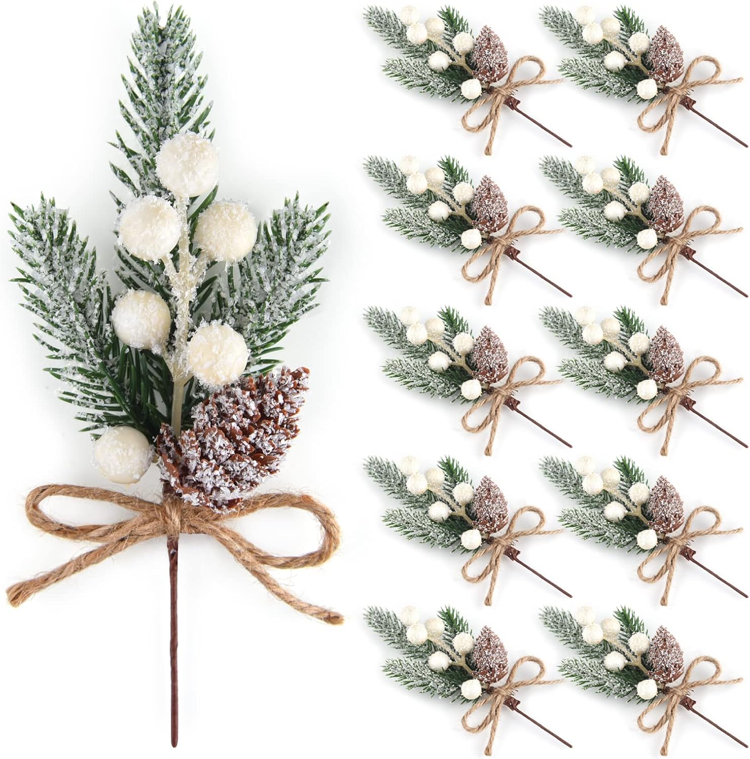 ELECLAND 10 Pcs Christmas Picks Decorations Artificial Pine Branches
