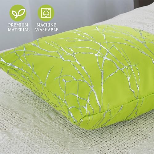 Miniatura 3 de Juego de 2 fundas de cojín decorativas de color verde lima, paquete de 2 diseños de patrón de impresión ondulada, mezcla y combina para la