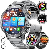1000mAh Batteria Smartwatch Uomo Militare, 1.7'' Orologio Smart Watch con Chiamata Bluetooth