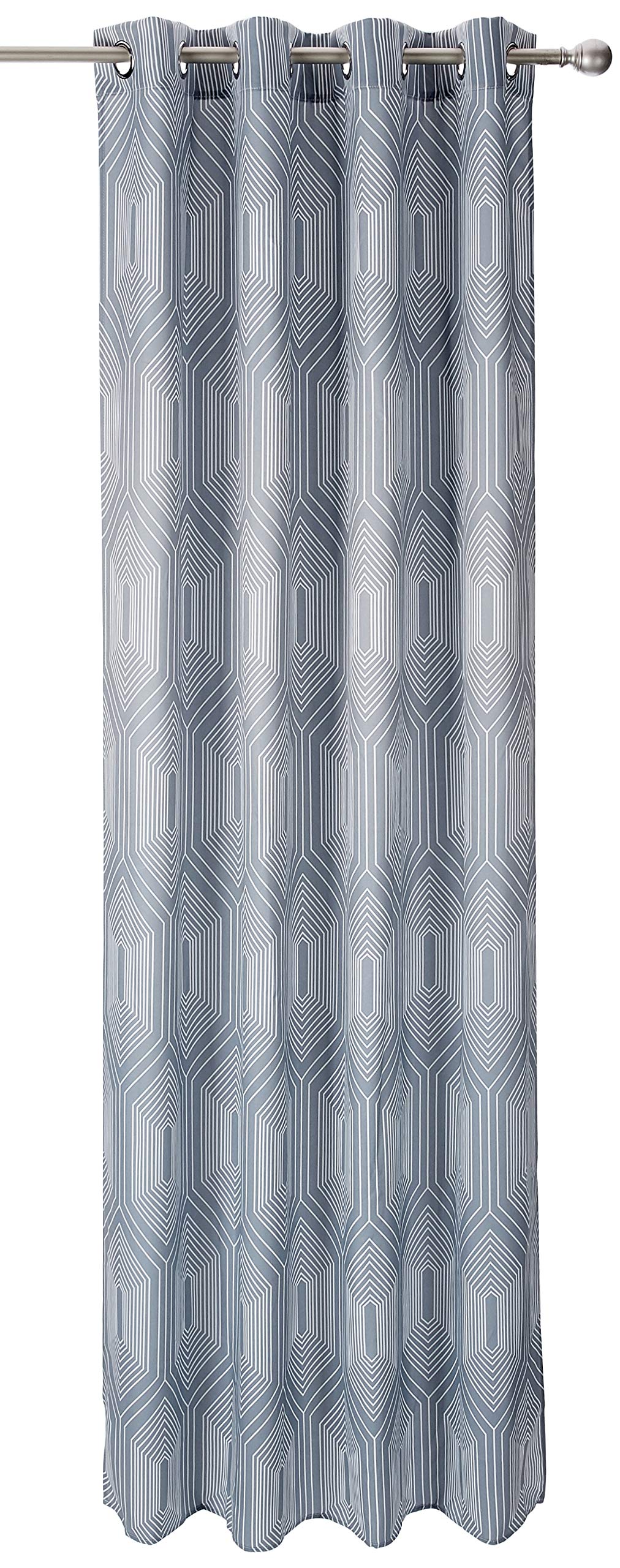 Eurofirany Tiara Curtain Blackout Pattern Eyelets Trendy Elegant Bedroom Living Room Silver + White 140 x 250 cm
