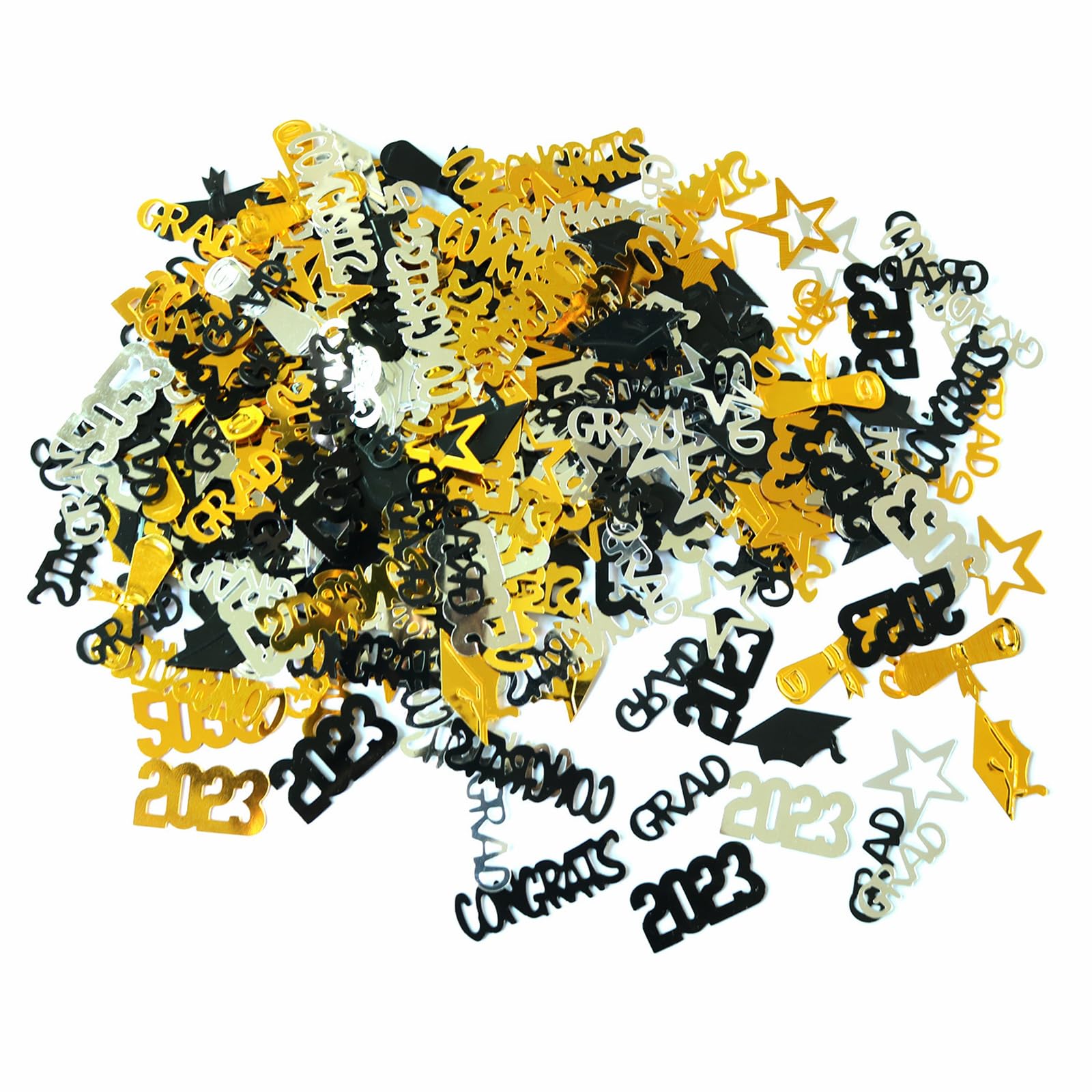 Coriandoli Laurea 2025 – 200 Pezzi – Rosso, Nero, Oro – Forme: Cappellini, Diplomi, Stelle, Numeri – Decorazione Feste - 2