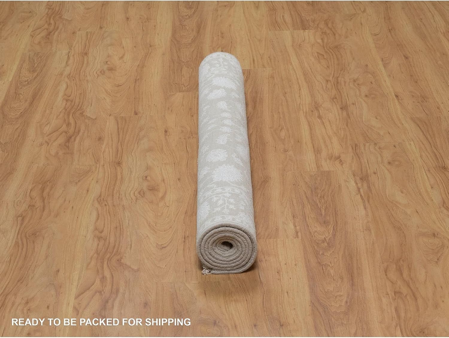 Fossil Gray Hand Knotted Oriental Rug, Wool and Plant Based Silk, Floral Design, Thick and Plush, 4'1"x6'1", 200 KPSI