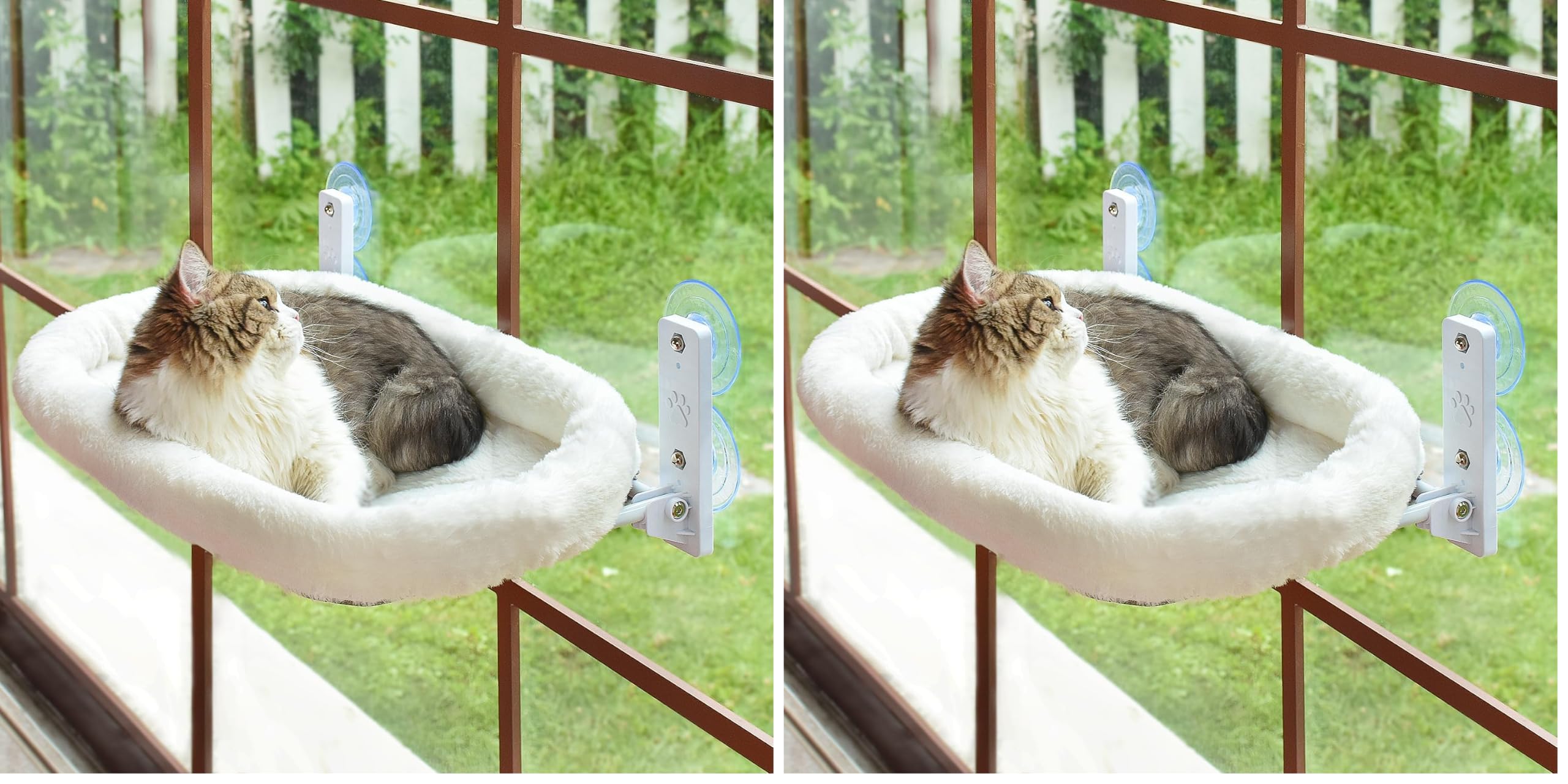 AMOSIJOY Cordless Cat Window Perch, Window Hammock for Cats with 4 Strong Suction Cups, Solid Metal Frame and Soft Cover, Indoor Cat Bed (Pack of 2)