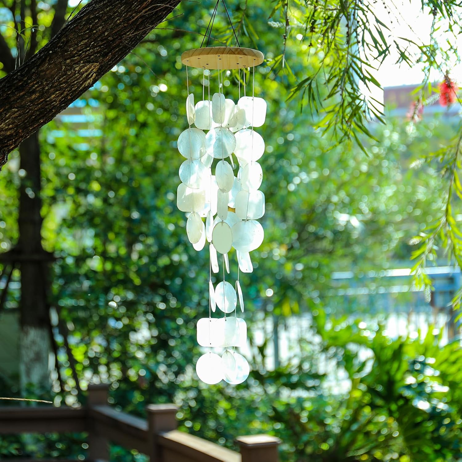 Taman Shell Wind Chimes for Outside - 32" Handcrafted Capiz Shell Windchime Coastal Decor Valentine's Day Gift for Indoor/Outdoors, Garden,Yard,Coastal,Beach Decor, Women - Image 2