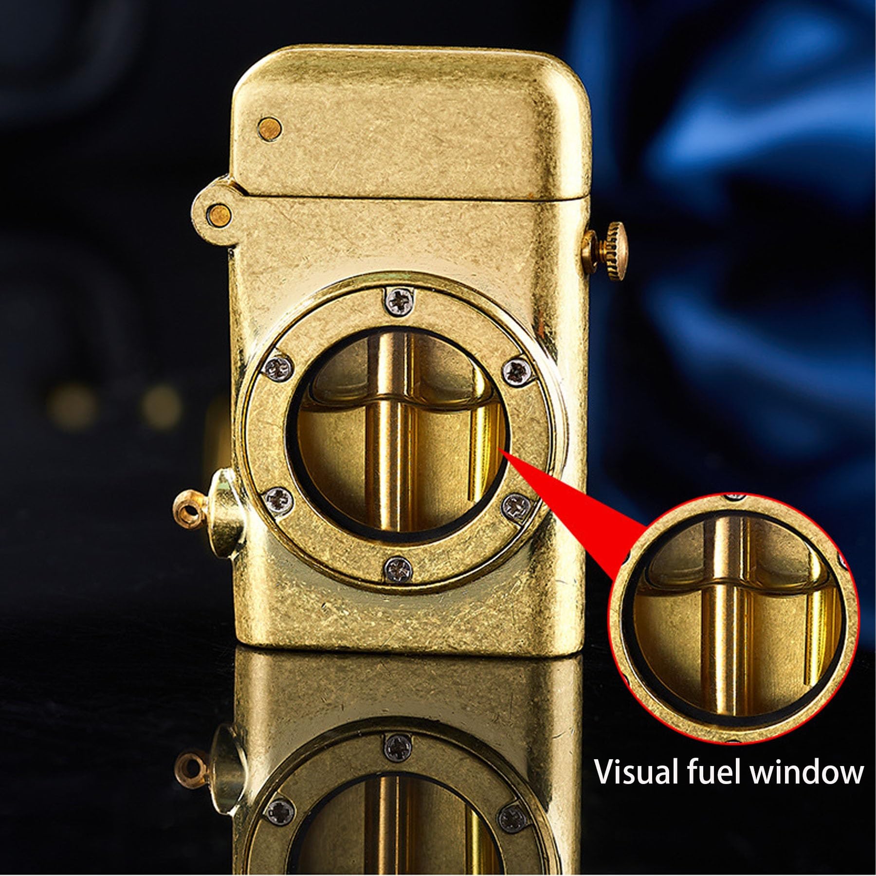 Encendedor de queroseno, diseño antiguo de latón con tanque de combustible visual, llama ajustable para barbacoa, camping y velas, perfecto para uso en exteriores