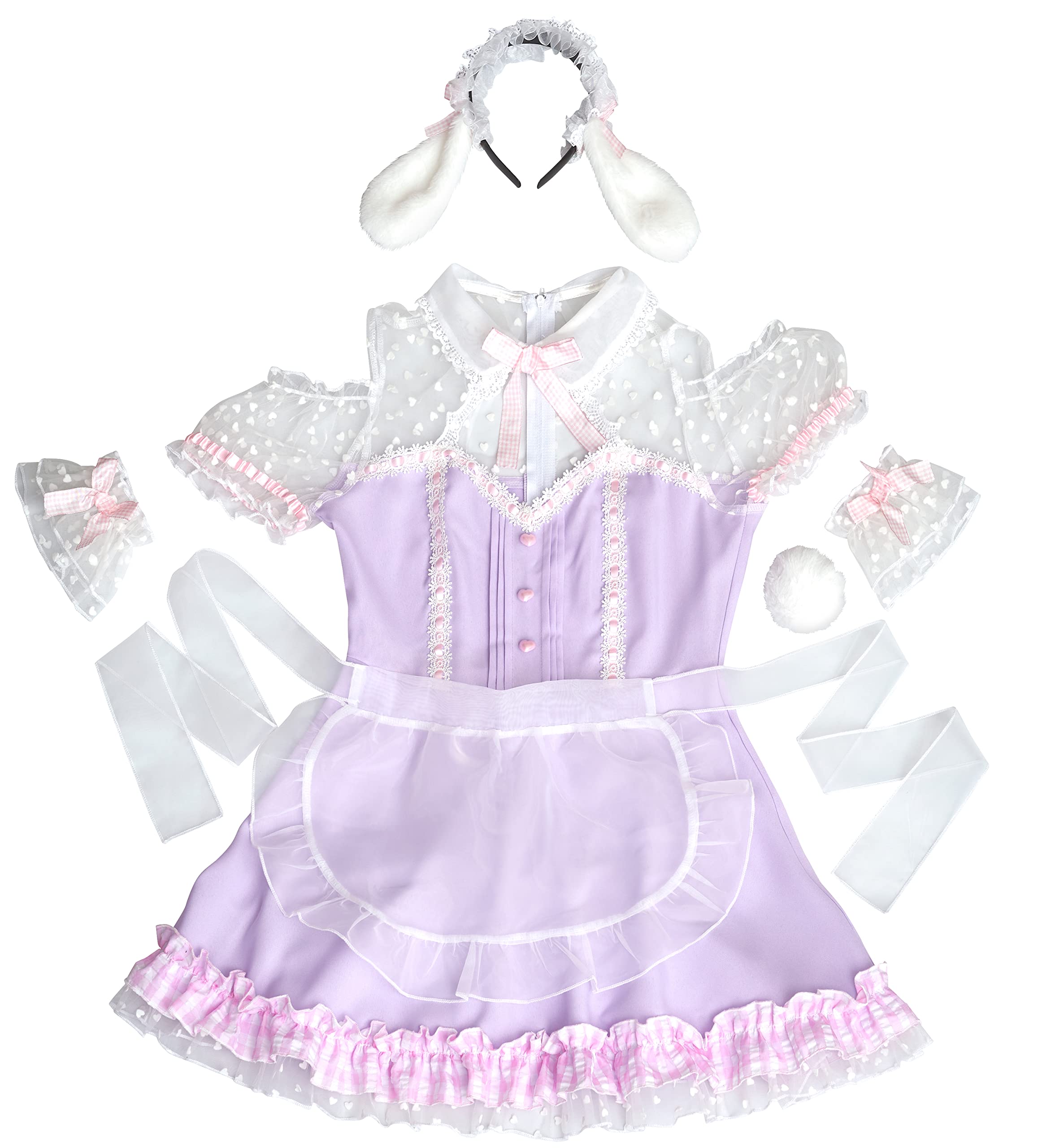 フリル メイド服 コスプレ衣装 アイドル 淡いパープル ハロウィン