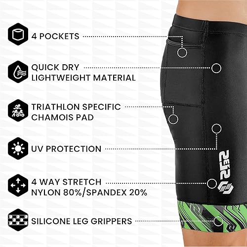 Miniatura 10 de Pantalones cortos de triatlón para hombre  Pantalones cortos de triatleta  4 bolsillos FRT 8 pulgadas Swim Bike Tri Shorts para hombre