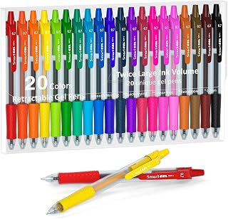 Coloured Gel Pens, Lineon 20 Colours Retractable Gel Ink Pens with Grip, Medium Point(0.7mm) Smooth Writing Pens Perfect for Adults and Kids Journal Notebook Planner, Writing in Office and School