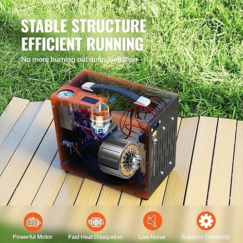 Miniatura 3 de VEVOR Compresor de aire PCP, 4500PSI30Mpa Compresor portátil PCP Airgun con convertidor de potencia integrado, parada automática  DC12VAC120V  Rifle