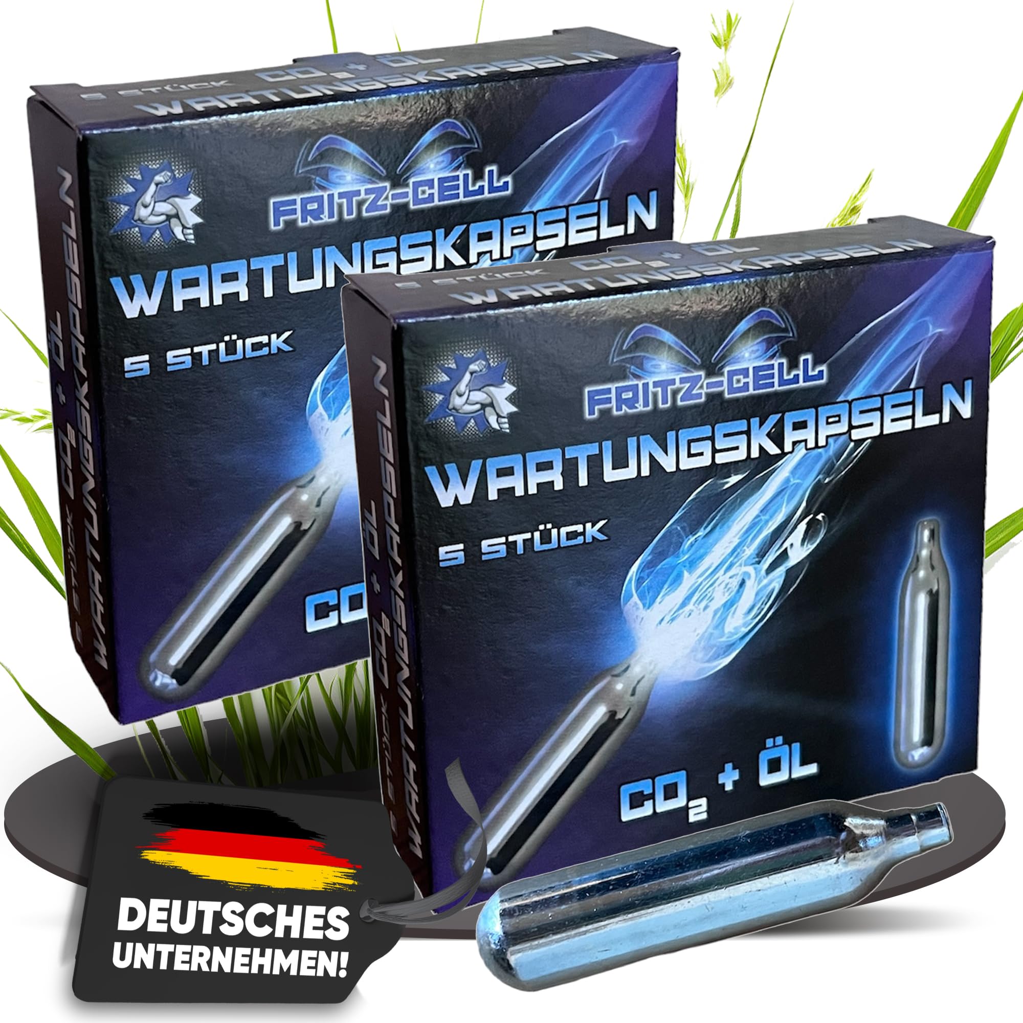 10 Fritz-Cell 12g CO2 Wartungskapseln Luftgewehr Softair Luftpistole Paintball