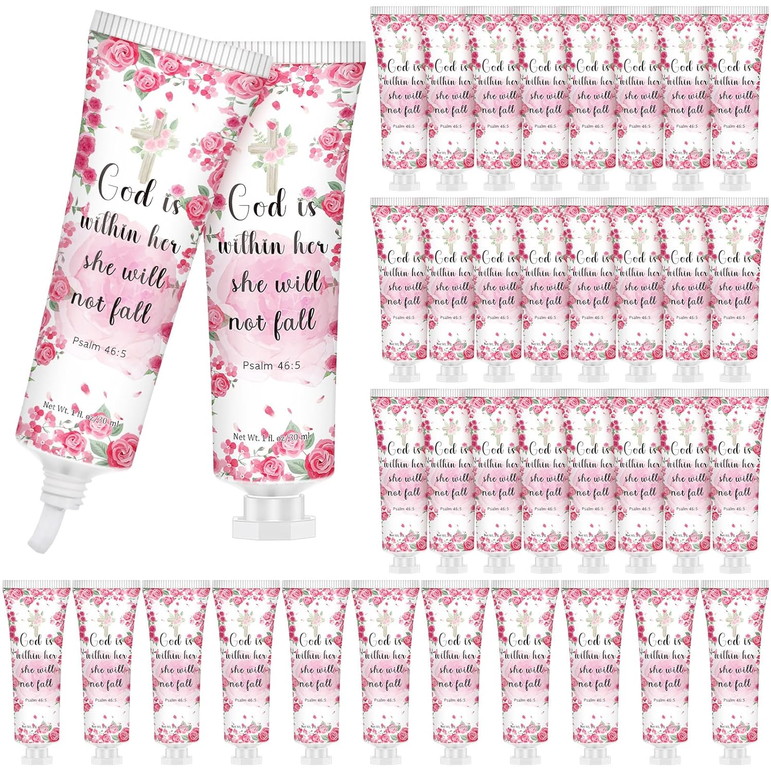 36 Pack Christian Gifts Bulk for Women Mini Hand Cream Bulk God Is Within Her She Will Not Fall Mother's Day Church Gifts Moisturizing Travel Size Mini Hand Lotion for Mom Religious Party Favor