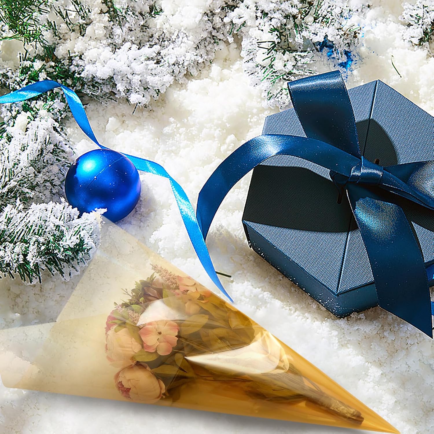 Abaodam Waterproof Flower Wrapping Paper 20pcs Solid Color Crystal Cellophane 58x58cm Bouquet Packaging Paper for Party Favors and Wrapping