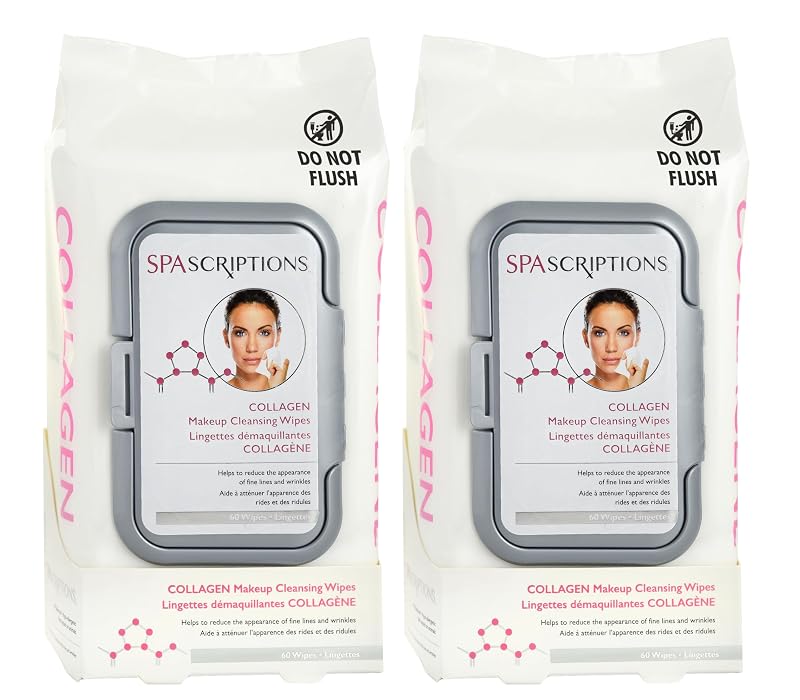 Lenços de Limpeza Facial SpaScriptions com Colágeno, 120 unidades