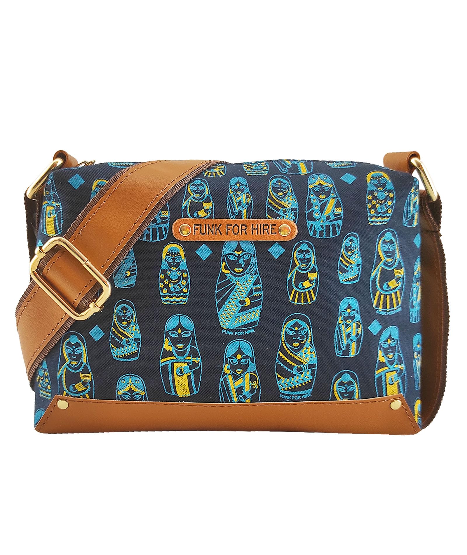 Funk For Hire Women Printed Canvas Small/Mini Box Sling Crossbody Bag - Navy (B0CYC16KY9) Amazon Price History, Amazon Price Tracker