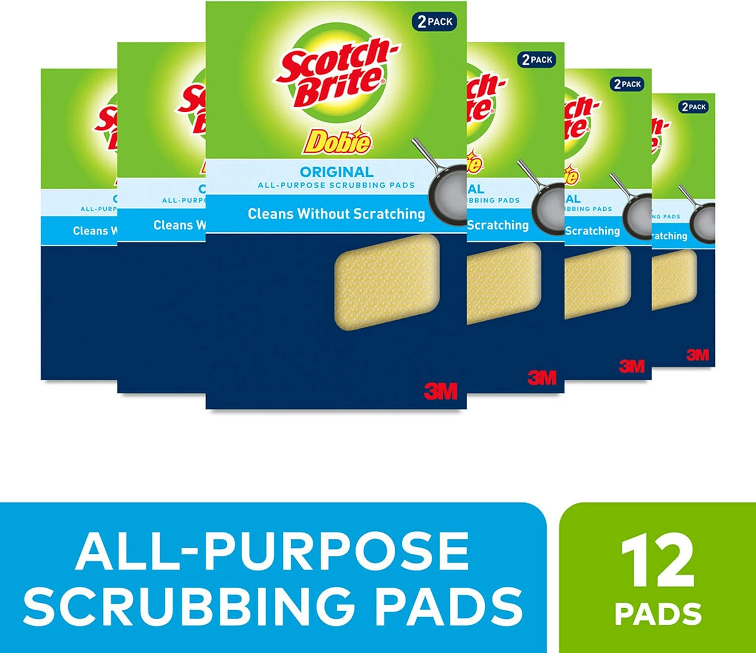 Scotch-Brite Dobie Cleaning Pads Ideal for Dishwashing, Kitchen, Bathroom and More, Scours Without Scratching, 12 Pads : Health & Household