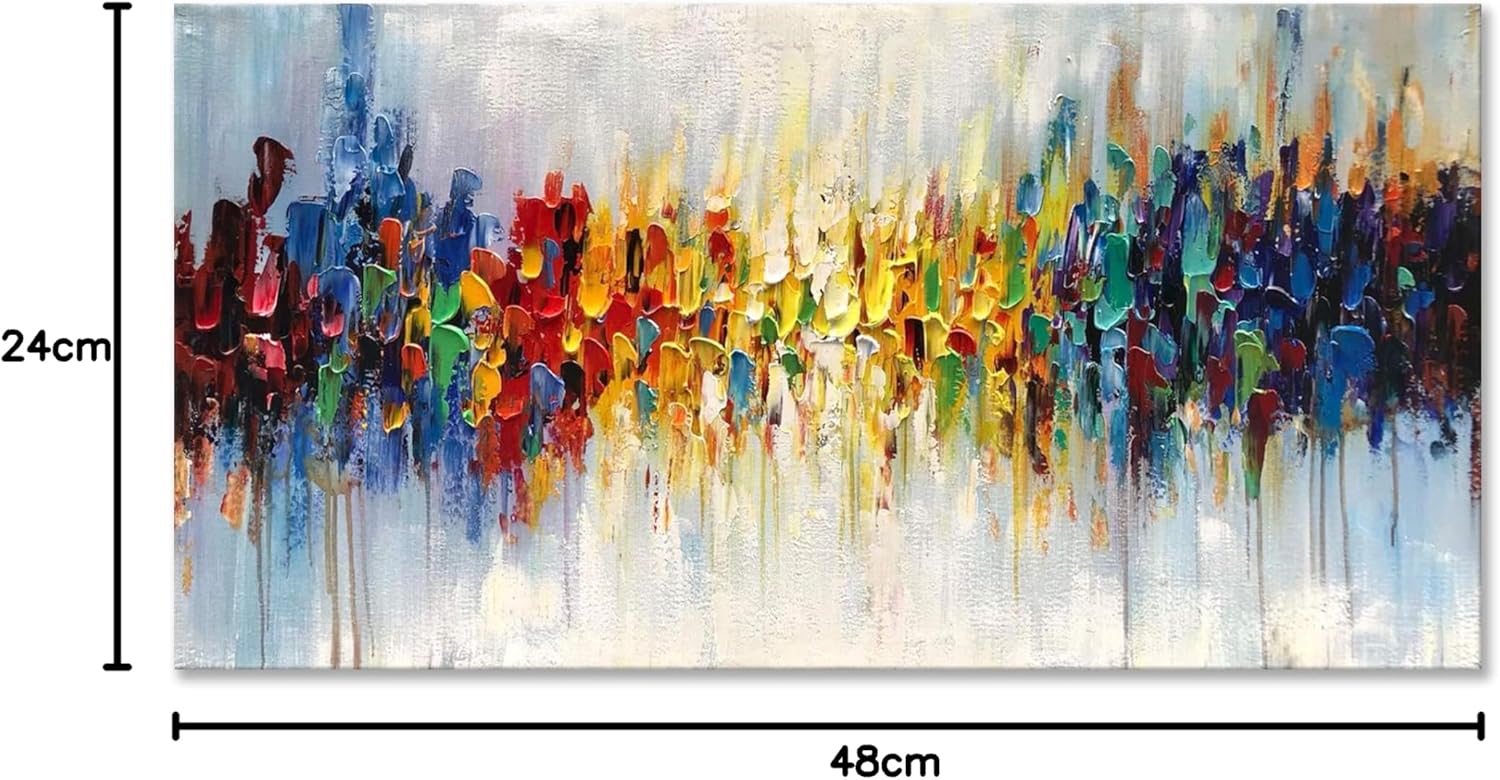 Epicler Hand Painted Abstract Mural Modern Art Oil Painting Colors Modern Wall Decoration Art Living Room Bedroom Corridor Bar Wall Decoration 24x48 Inches