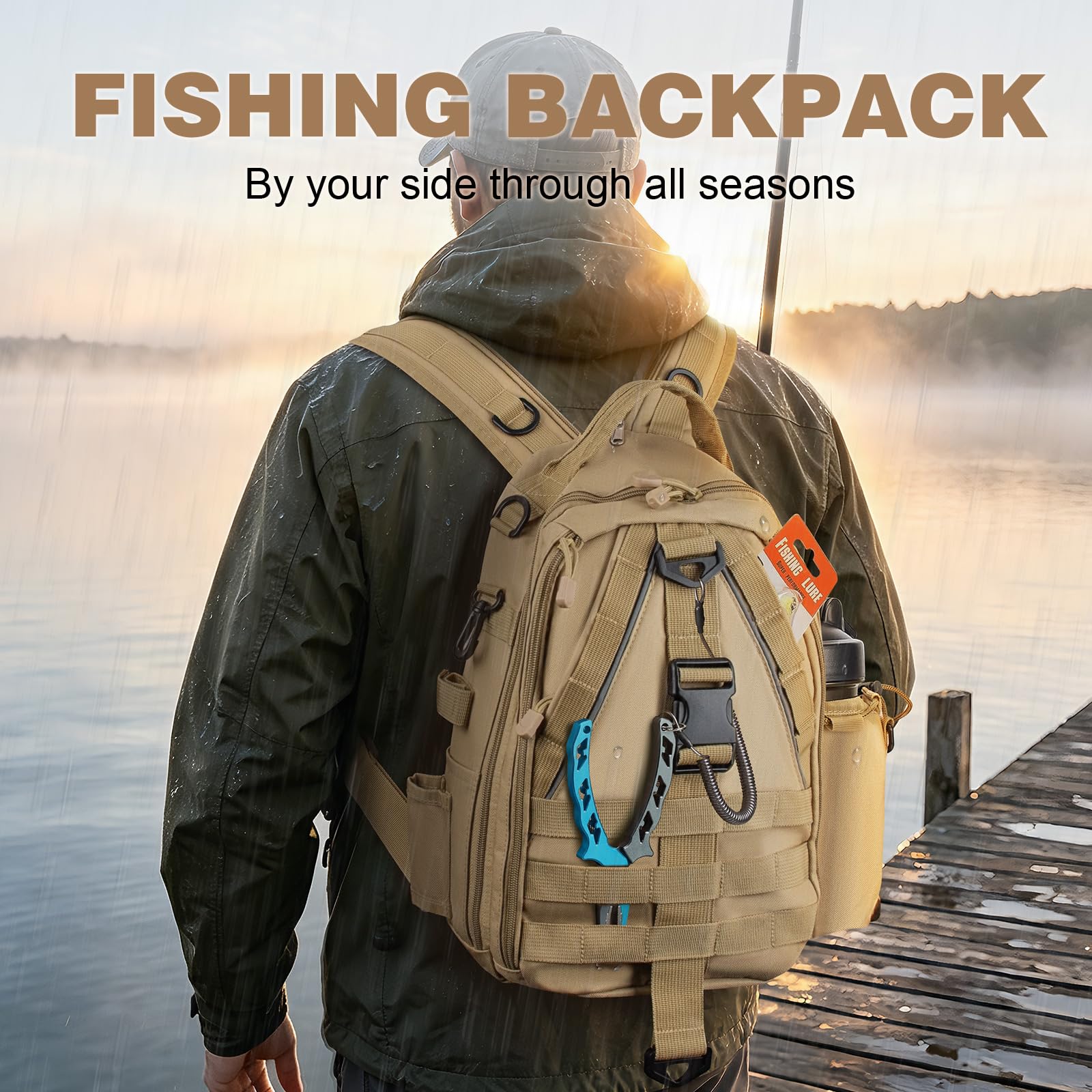 Tendak Sac de pêche, sac à dos de pêche avec porte-cannes