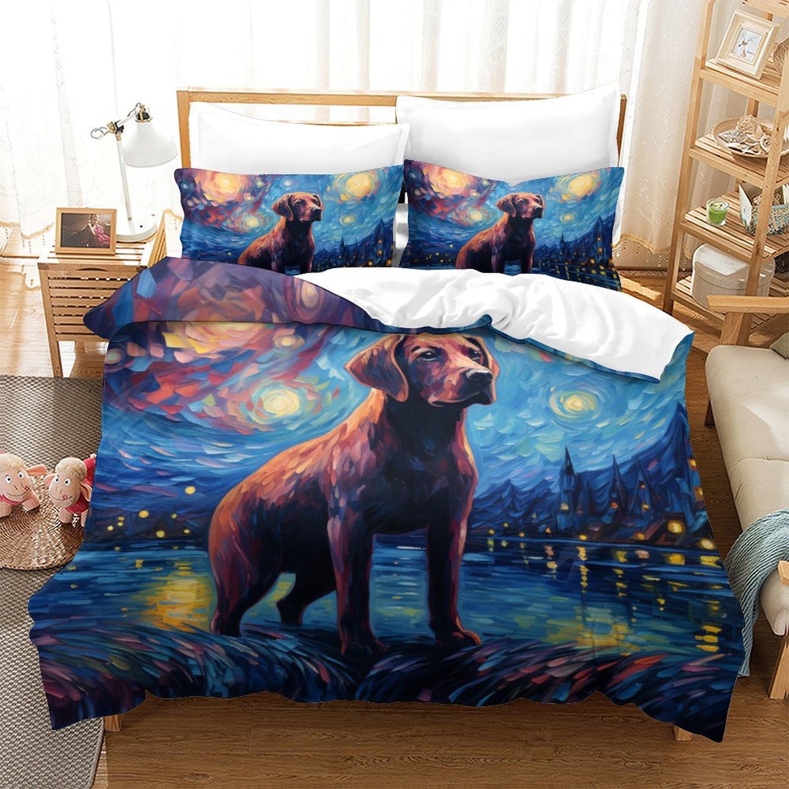 Housse de couette Labrador facile à laver pour lit deux personnes