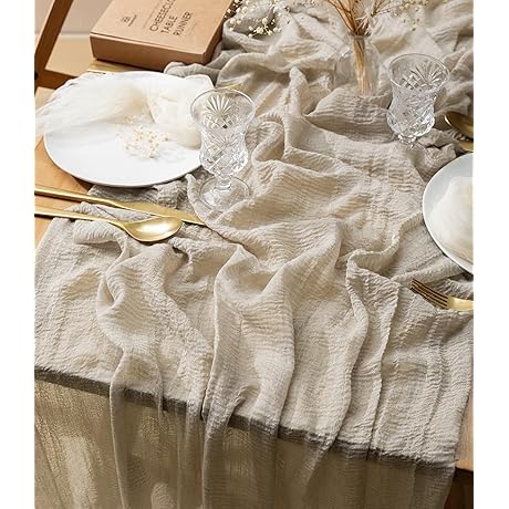 Vitalizart Natural Cheesecloth Table Runner 10ft | Minimalistic Rustic Wedding Decoration