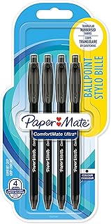 Paper Mate ComfortMate Ultra Retractable Ballpoint Pen | Medium Point (1.0mm) | Black | Pack of 4