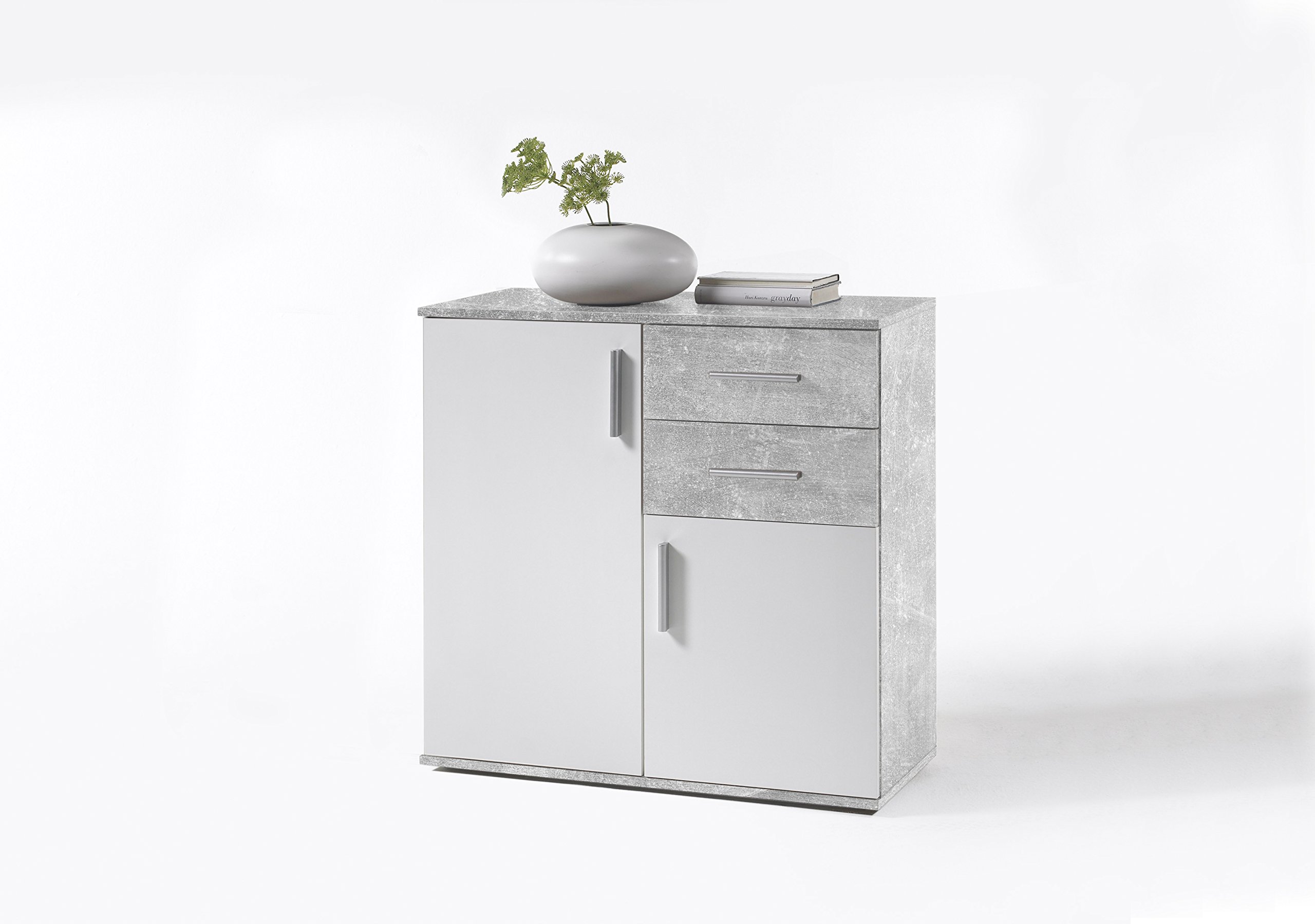 AVANTI TRENDSTORE - Bea - Comò in legno laminato e bianco, disponibile in 2 diversi colori e dimensioni (80x82x35 cm, Grigio-bianco)
