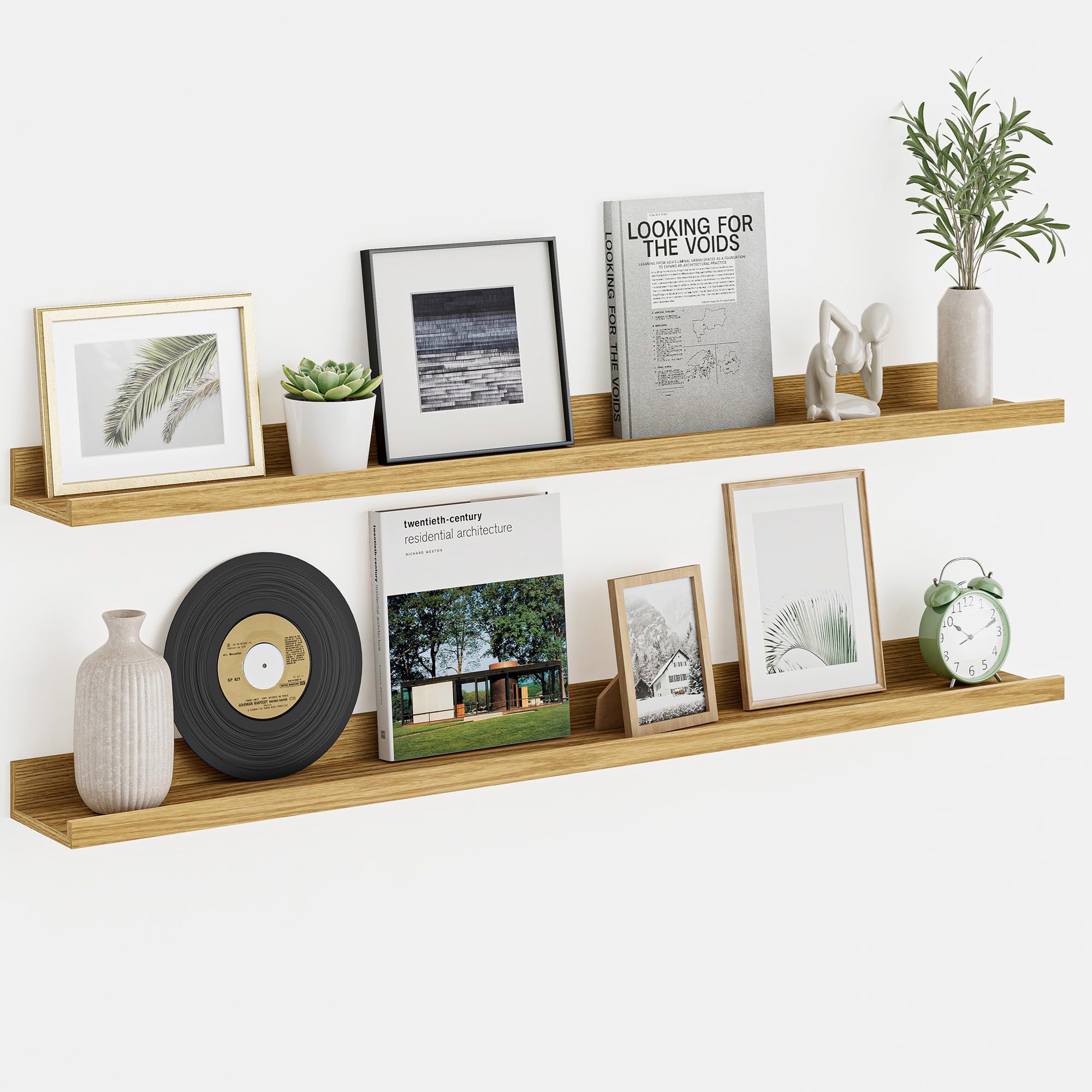 Furnbuty Wandregal, Regal Wand 2/4er Set, Max. Belastung 12-25kg, Wandregal für Bilderrahmen, Bücher, Dekos, Schallplatten, Schweberegal für Küche, Schlafzimmer, Wohnzimmer, Badezimmer