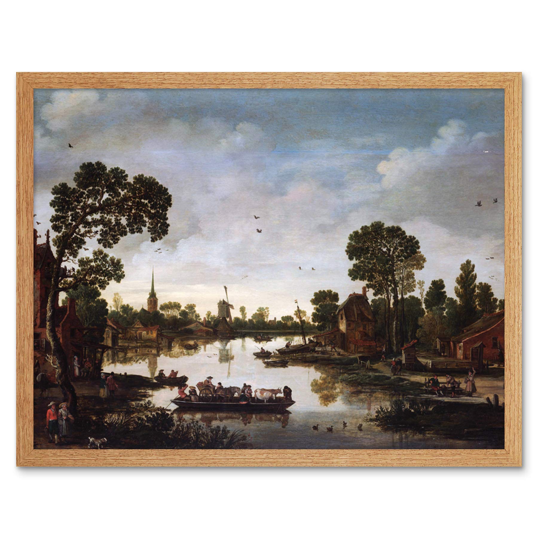 Artery8 Van De Velde Cattle Ferry Boat Landscape Painting Art Print Framed Poster Wall Decor 12x16 inch