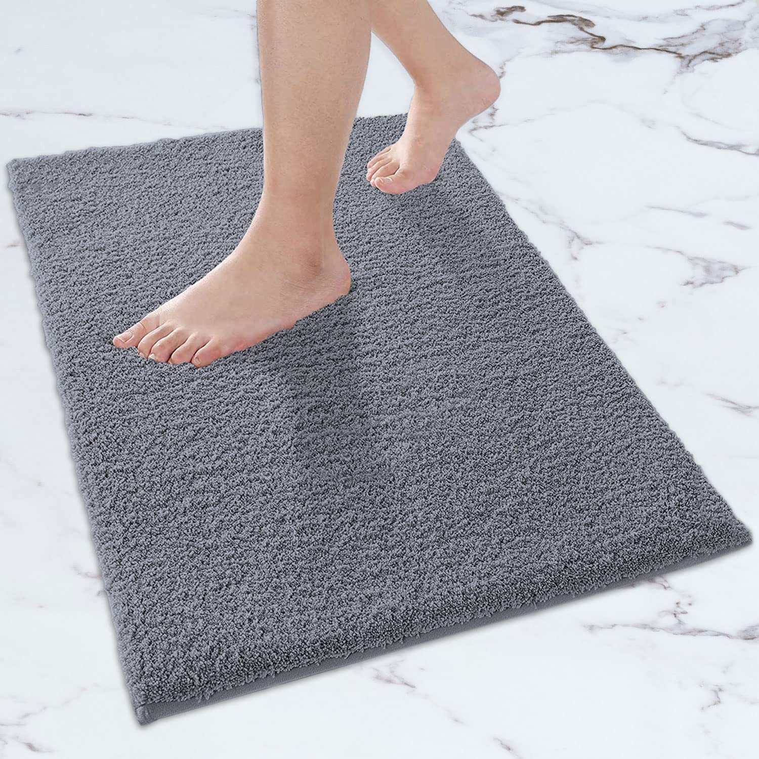LUXE HOME INTERNATIONALLuxe Home Bathmat 2500 GSM Microfiber Anti Skid Water Absorbent Machine Washable and Quick Dry Sensuous Mats for Bathroom, Kitchen, Entrance (Grey, 40cm x 60cm, Pack of 1)