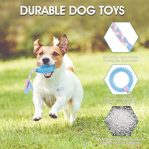 Miniatura 5 de Cobee Juguetes masticables de dentición para cachorros, 4 piezas de cuerdas interactivas de algodón para perros pequeños, juguetes de goma para