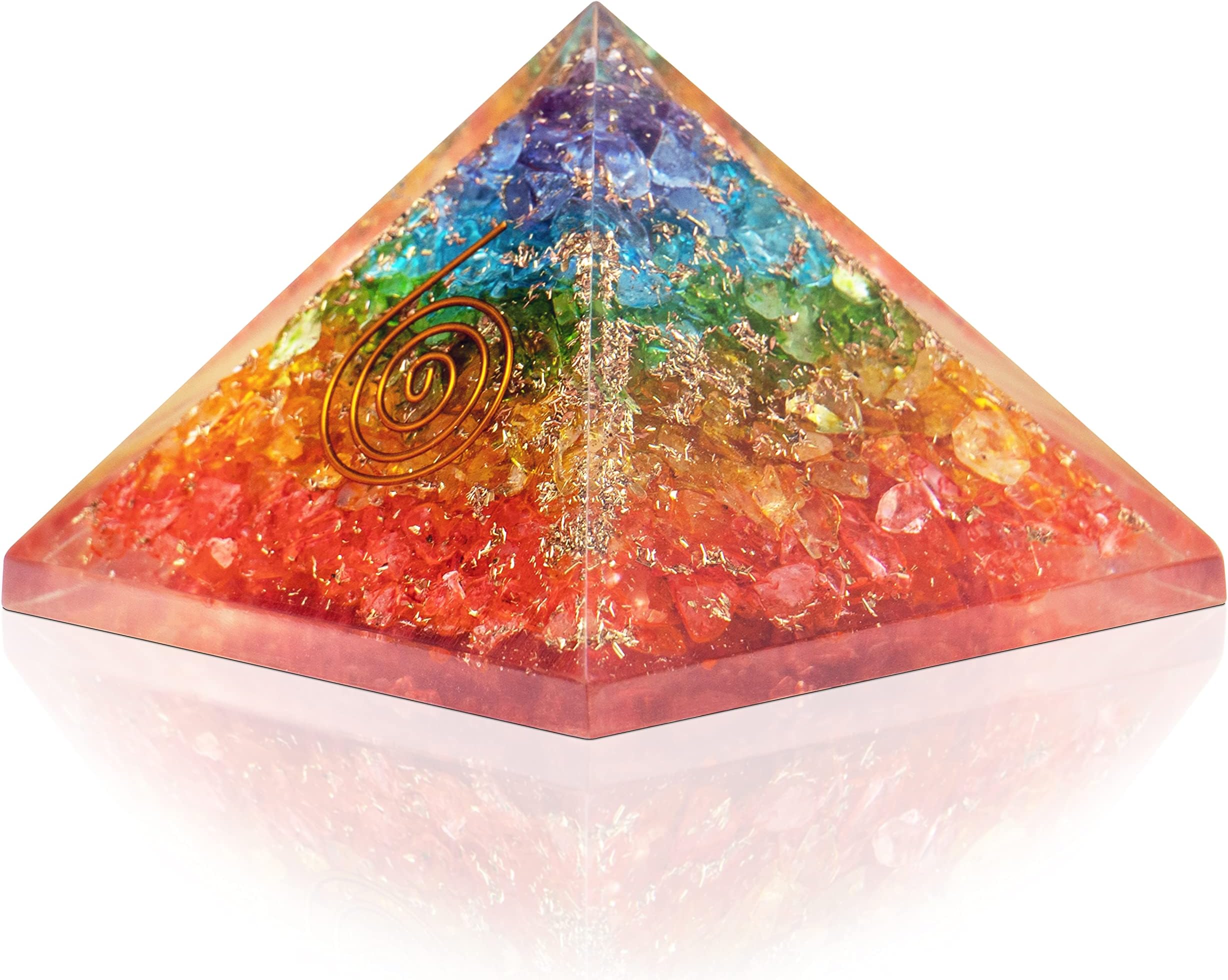 Orgone Pyramid - 7Chakra Crystal Pyramid - Orgone Generator - Chakra Balance - Healing Crystals Orgonite Pyramid for – Meditation Organite Orgone Pyramid Reiki Inner Healing Love Motivation