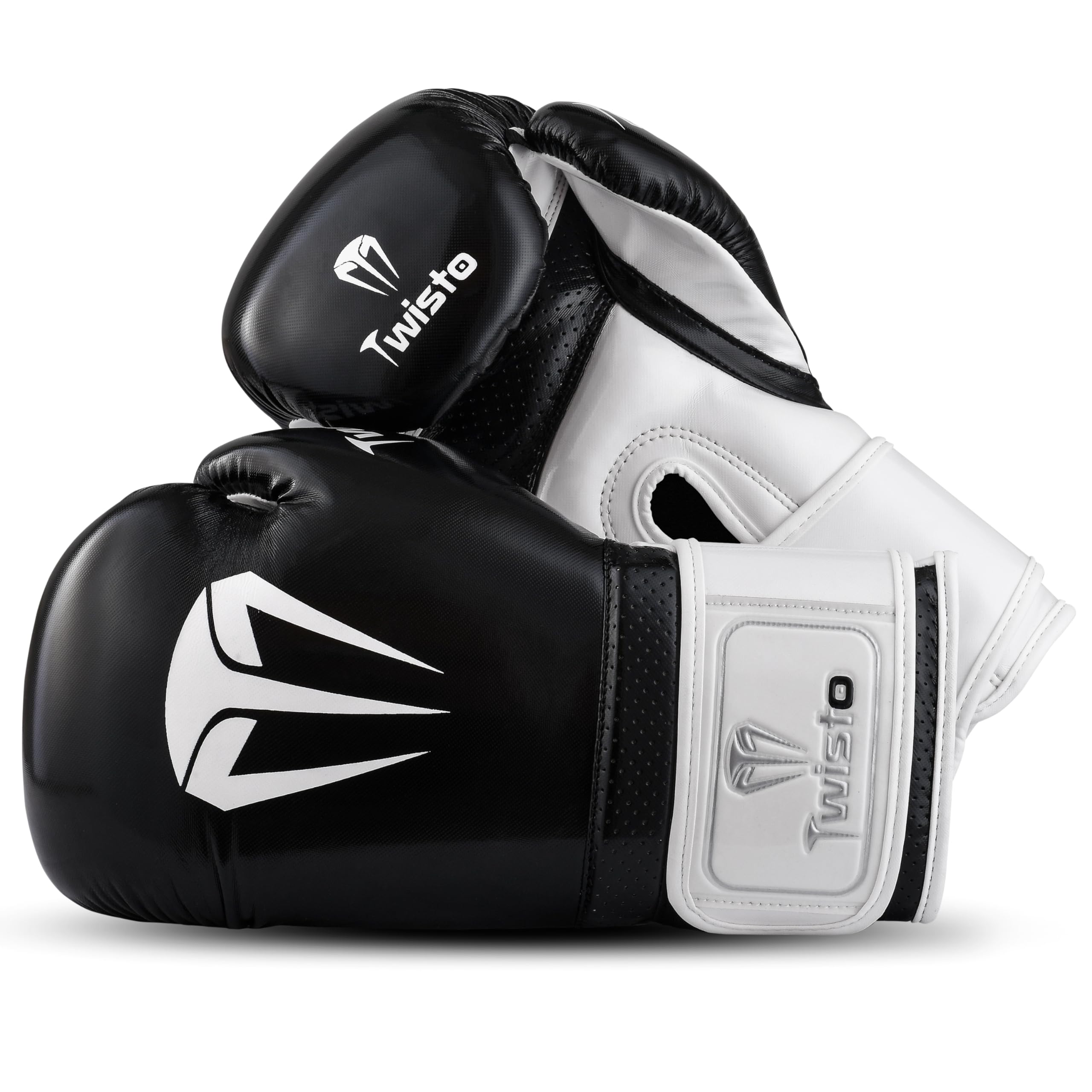 Twisto Boxing Gloves Sparring X7 (14 oz, Black/White), Black / White - Image 2
