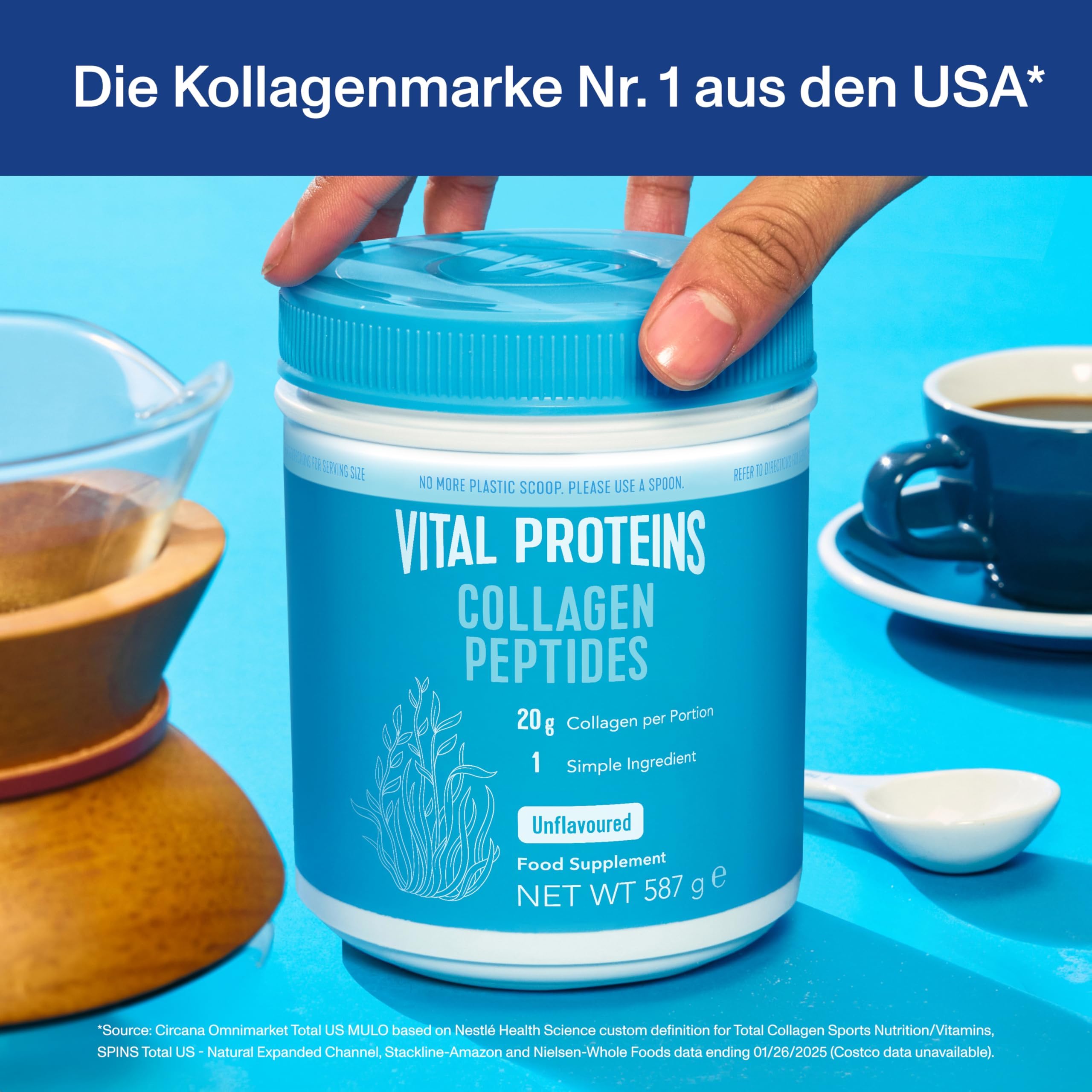 Vital Proteins Collagen Peptides 587g-Reine Kollagen pulver | Reine Kollagen-Peptide Typ I & III, hydrolysiert und geschmacksneutral