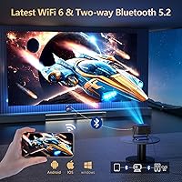 Vista 8 de [2500 ANSI/aplicaciones oficiales/audio de 50 W] Proyector 4K para exteriores con WiFi y Bluetooth, enfoque automático, proyector inteligente