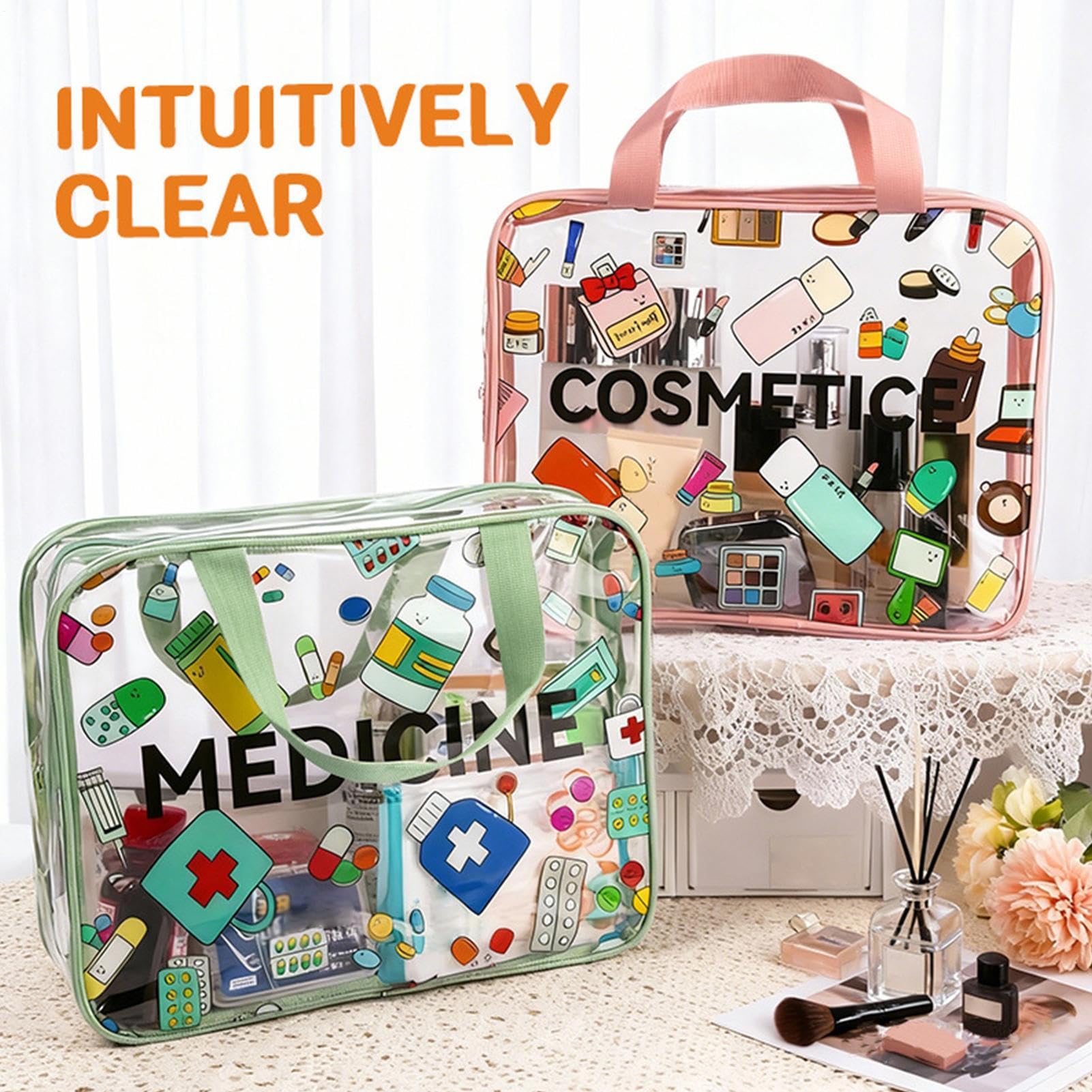 Borsa Trasparente da Toeletta Kit Da 4 Pezzi Con Custodie Impermeabili A | Necessaire Da Toeletta Organizzatore Per Donna Per Donne E Ragazze, Per Conservare Prodotti Bellezza In Viaggio