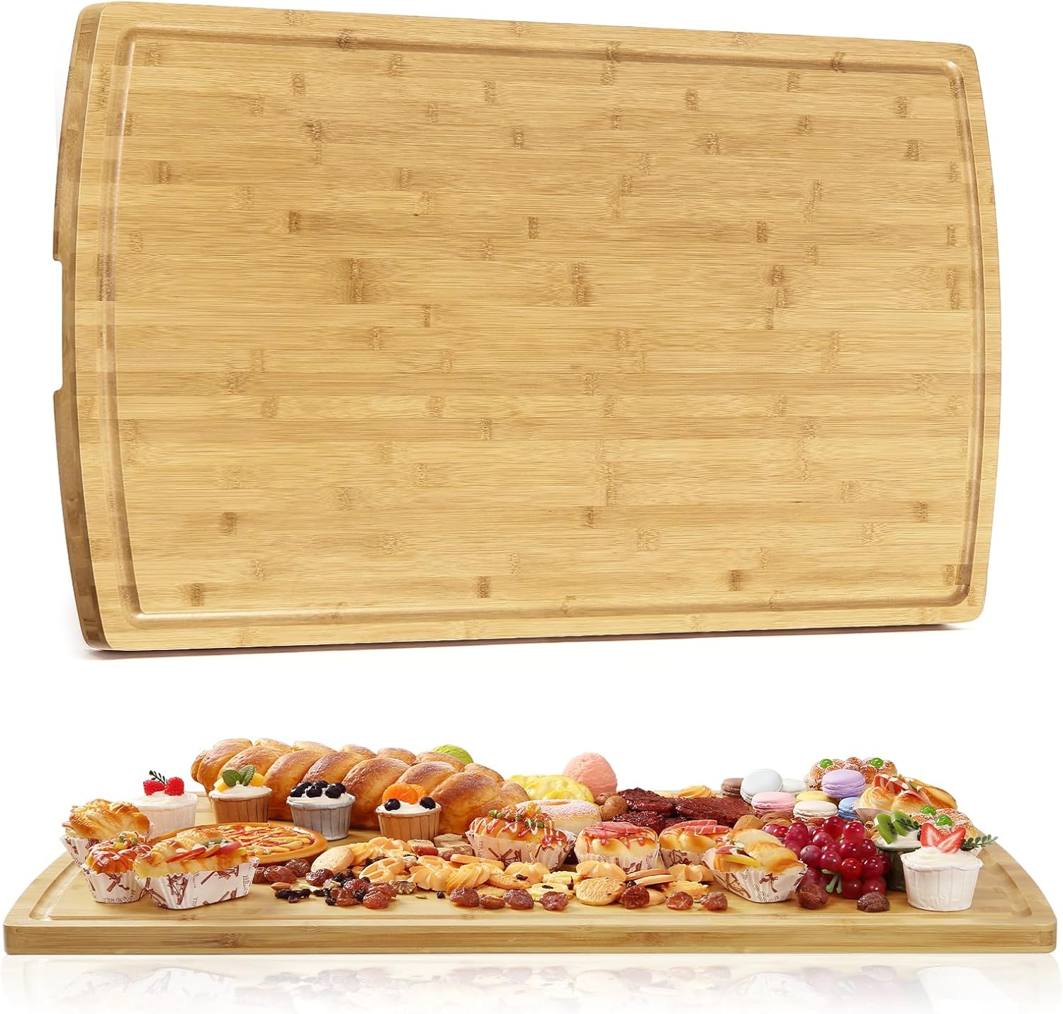 GarveeHome 24 x 16 in Bamboo Cutting Board, Large Kitchen Chopping Board with Juicy Groove, Wooden Butcher Block Cutting Board Perfect for Meat, Cheese, Vegetables, Fruits