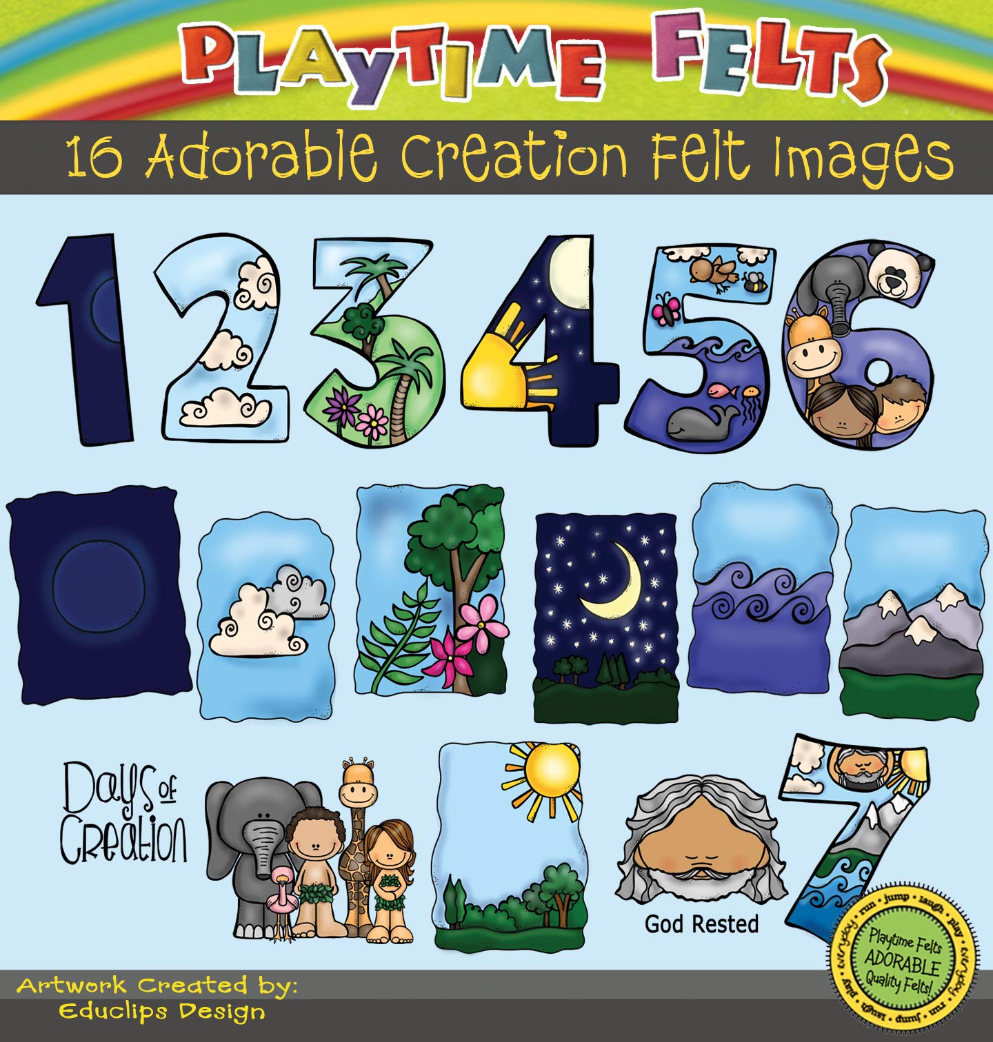 Days of Creation Felt Figures for Flannel Board Fun by Playtime Felts