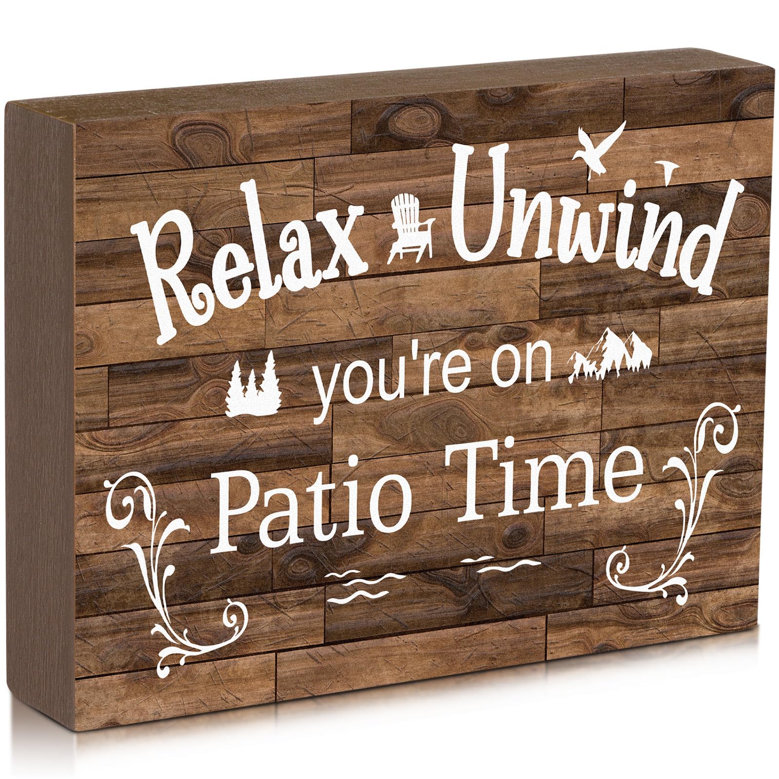 Yerliker Outdoor Patio Decor Wood Patio Sign Decorations Wooden Wall Art Signs for Balcony Farmhouse Porch Backyard Decor Welcome Hanging Sign Accessories(Brown)-image-35