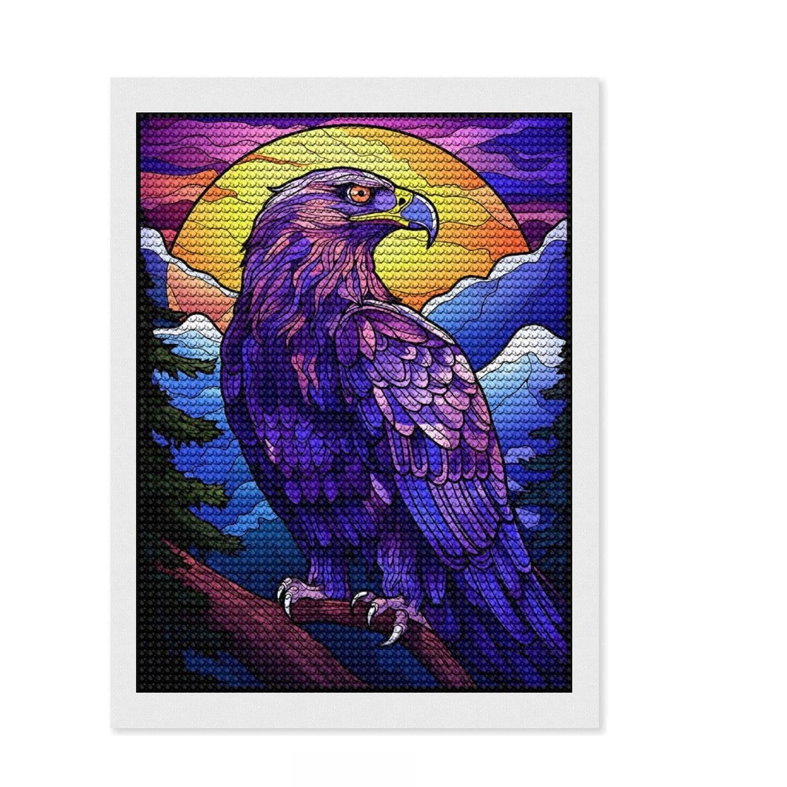 Junmoney Eagle in The Wild Abstract Full Drill Diamond Painting Kit 12"x16", for Adults, Boho Decor, with Tool Kit, Artistic Hobby, Aesthetic Room Decor