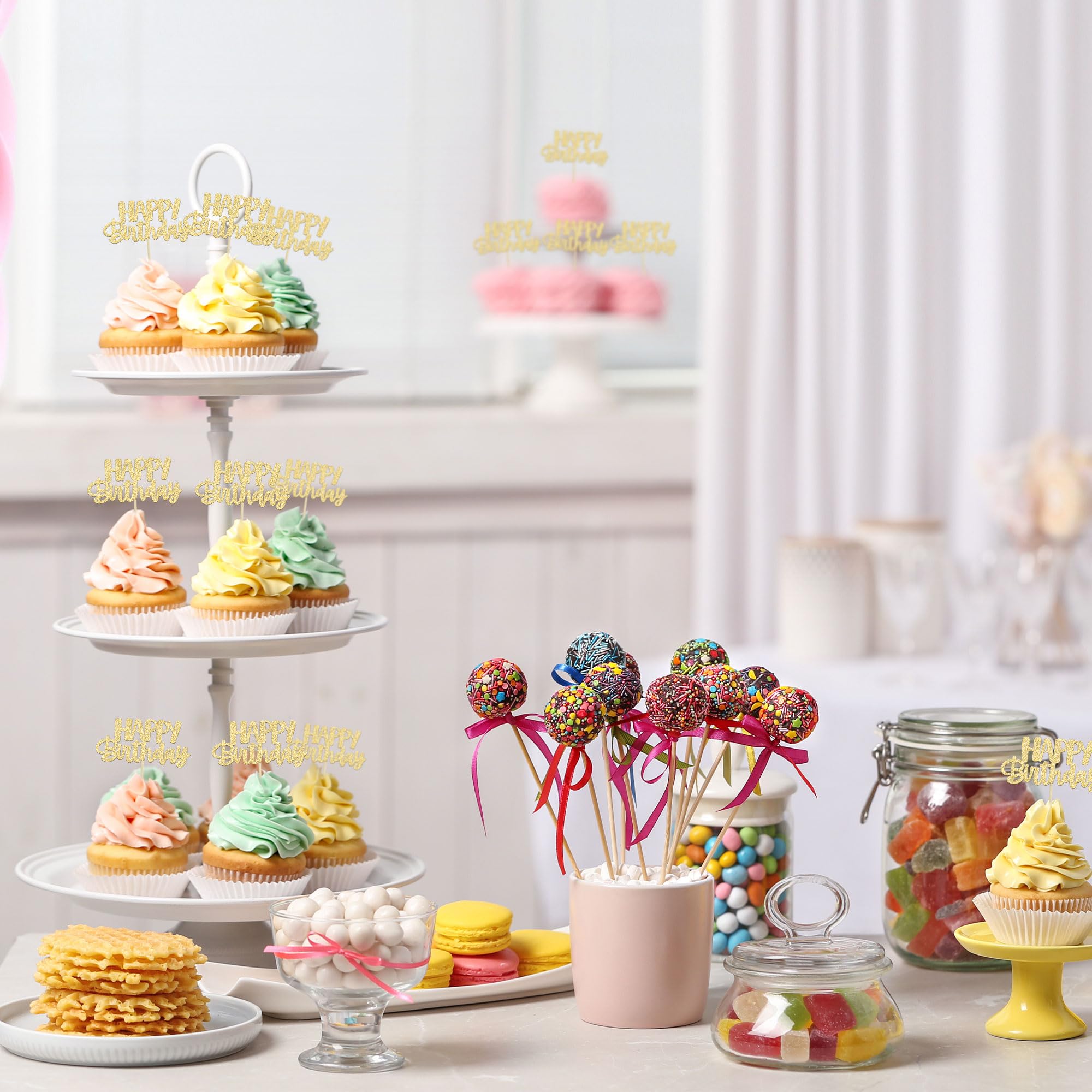 Gyufise Lot De 24 Décorations De Cupcakes à Paillettes Pour Premier