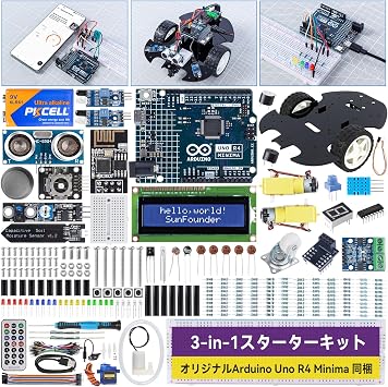 SunFounder Original Arduino Uno R4 Minima Compatible Starter Kit Ultimate Version 3 in 1 IoT/Smart Car/Basic Kit with Online Tutorial Japanese Included Perfect for Beginners Includes Original