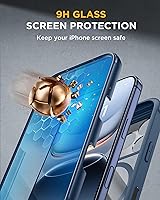 Vista 126 de Miracase Glass Series - Funda magnética para iPhone 15, compatible con MagSafe, de cuerpo completo, protector de pantalla de vidrio 9H integrado